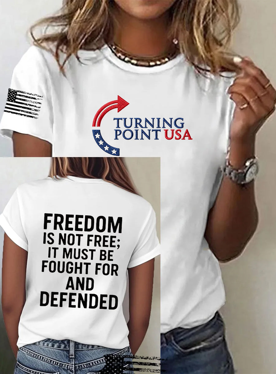 Women's Vintage Freedom American Casual Commemorative Short Sleeve