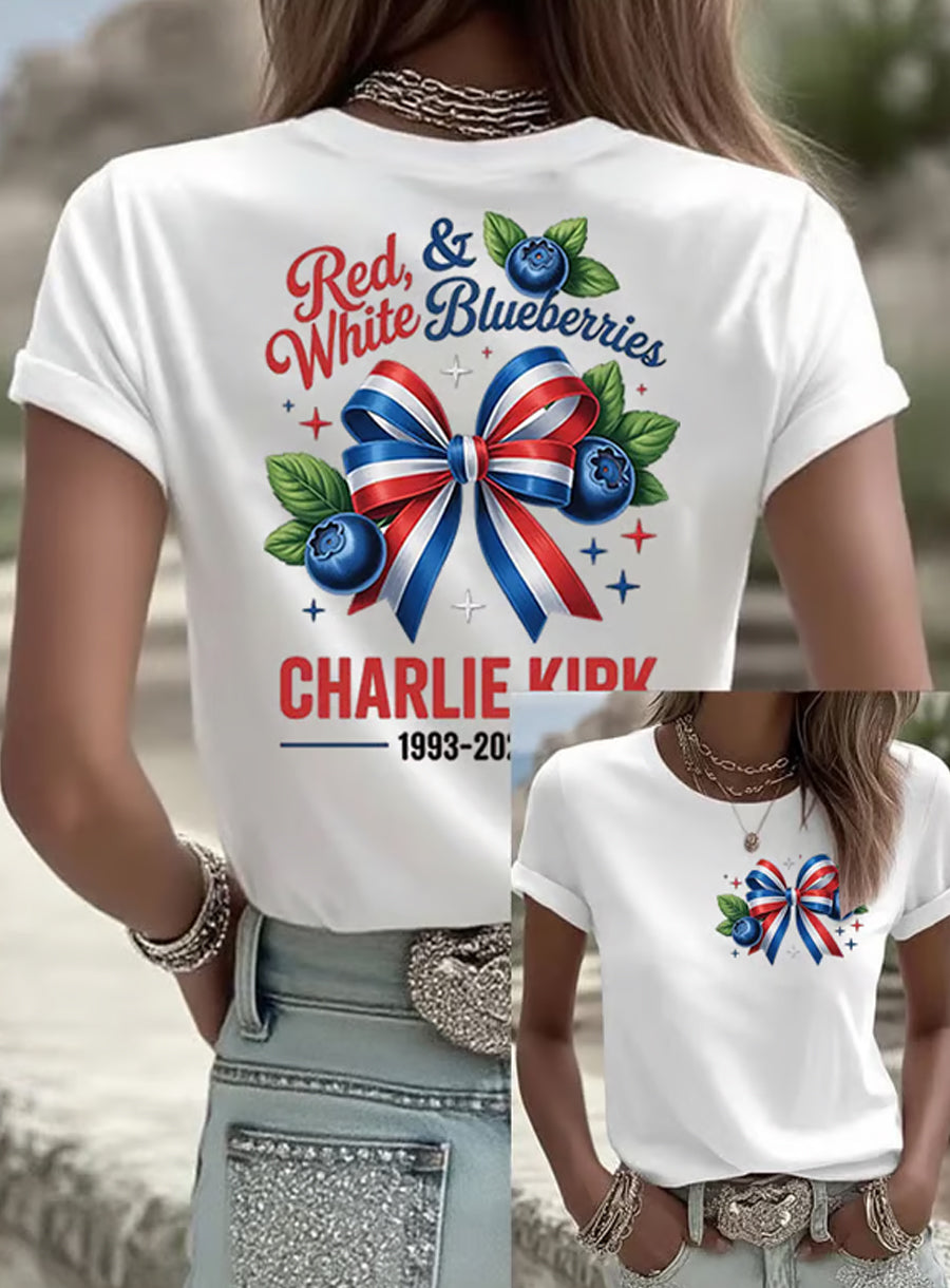 Women's Vintage Freedom American Casual Commemorative Short Sleeve