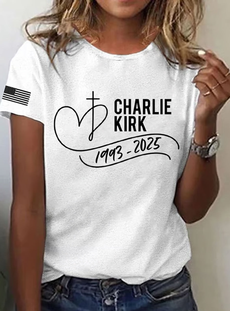 Women's Vintage Freedom American Casual Commemorative Short Sleeve