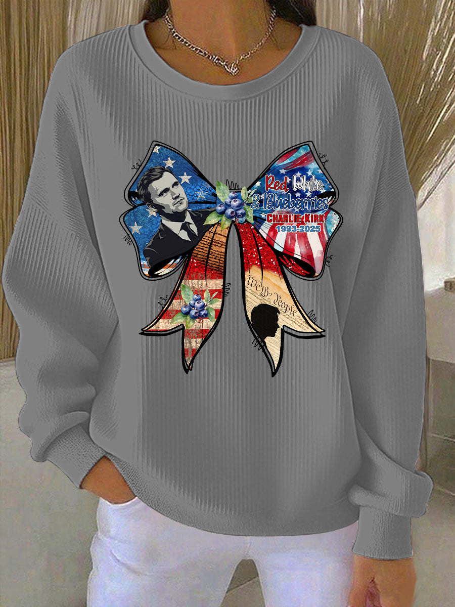 Women's Red White And Blueberries Print Casual Sweatshirt