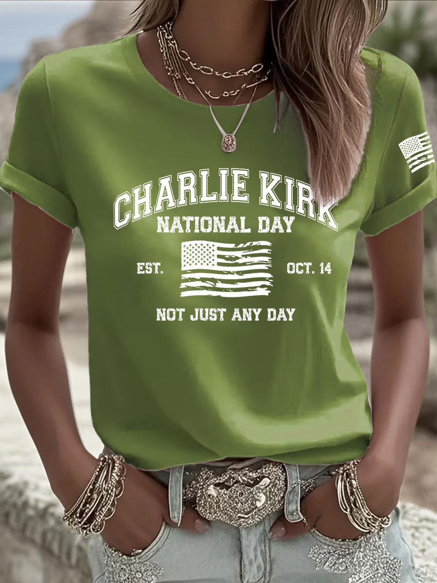 Women's CK National Day Printed Casual T-Shirt