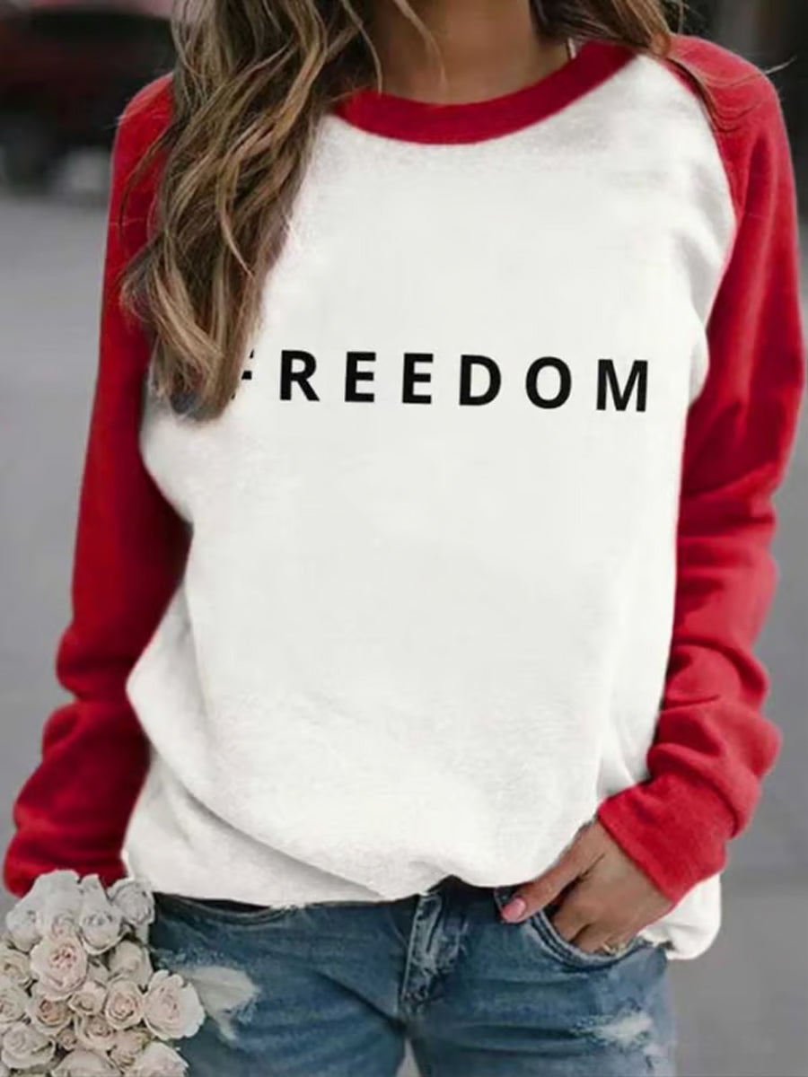 Women's "Freedom Isn't Free" American Flag Print Casual Sweatshirt