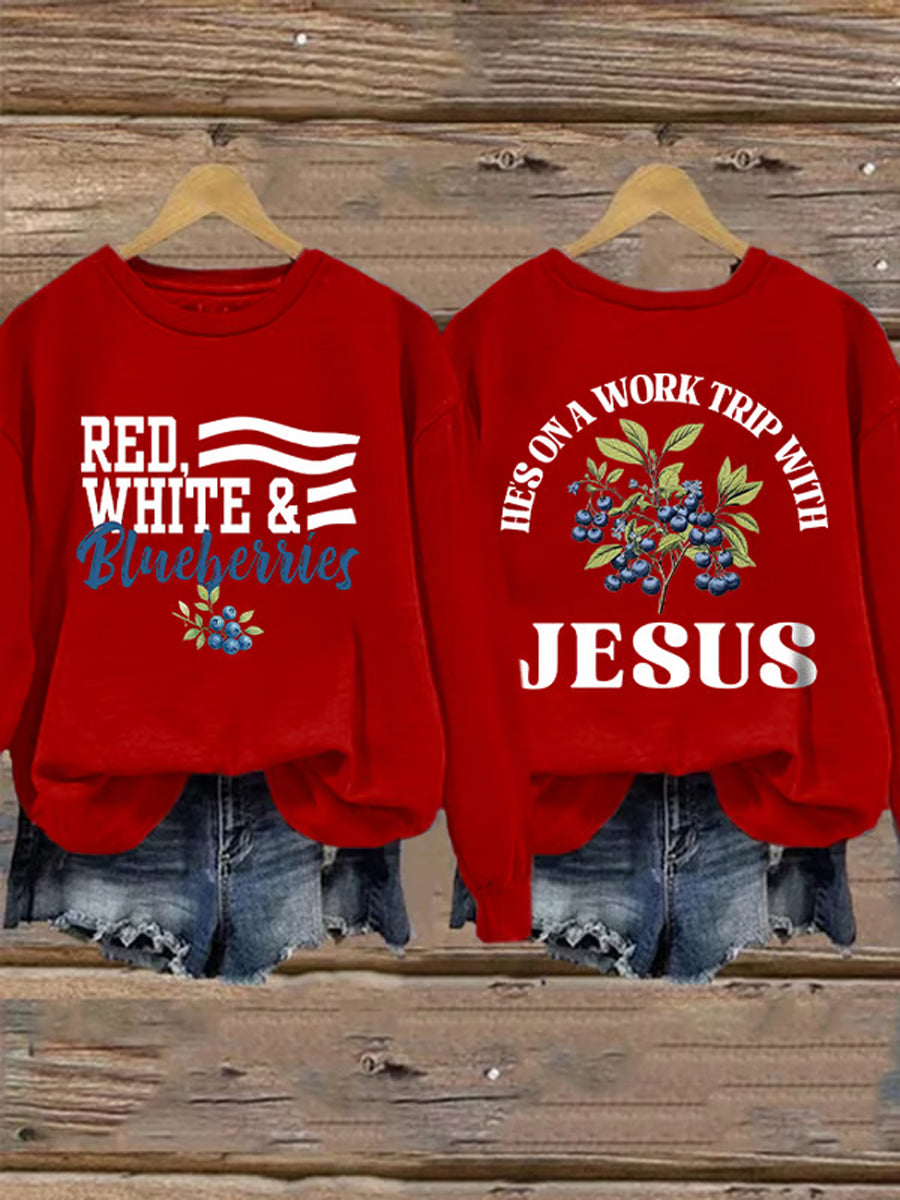 Women's "Freedom Isn't Free" American Flag Print Casual Sweatshirt