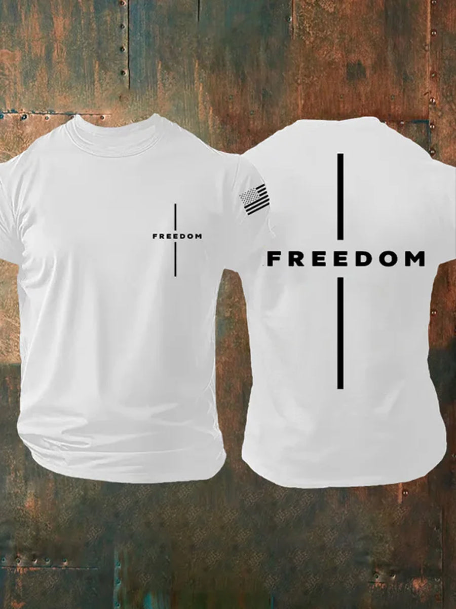 Men's Vintage Charlie Kirk American Flag Print Commemorative T-Shirt