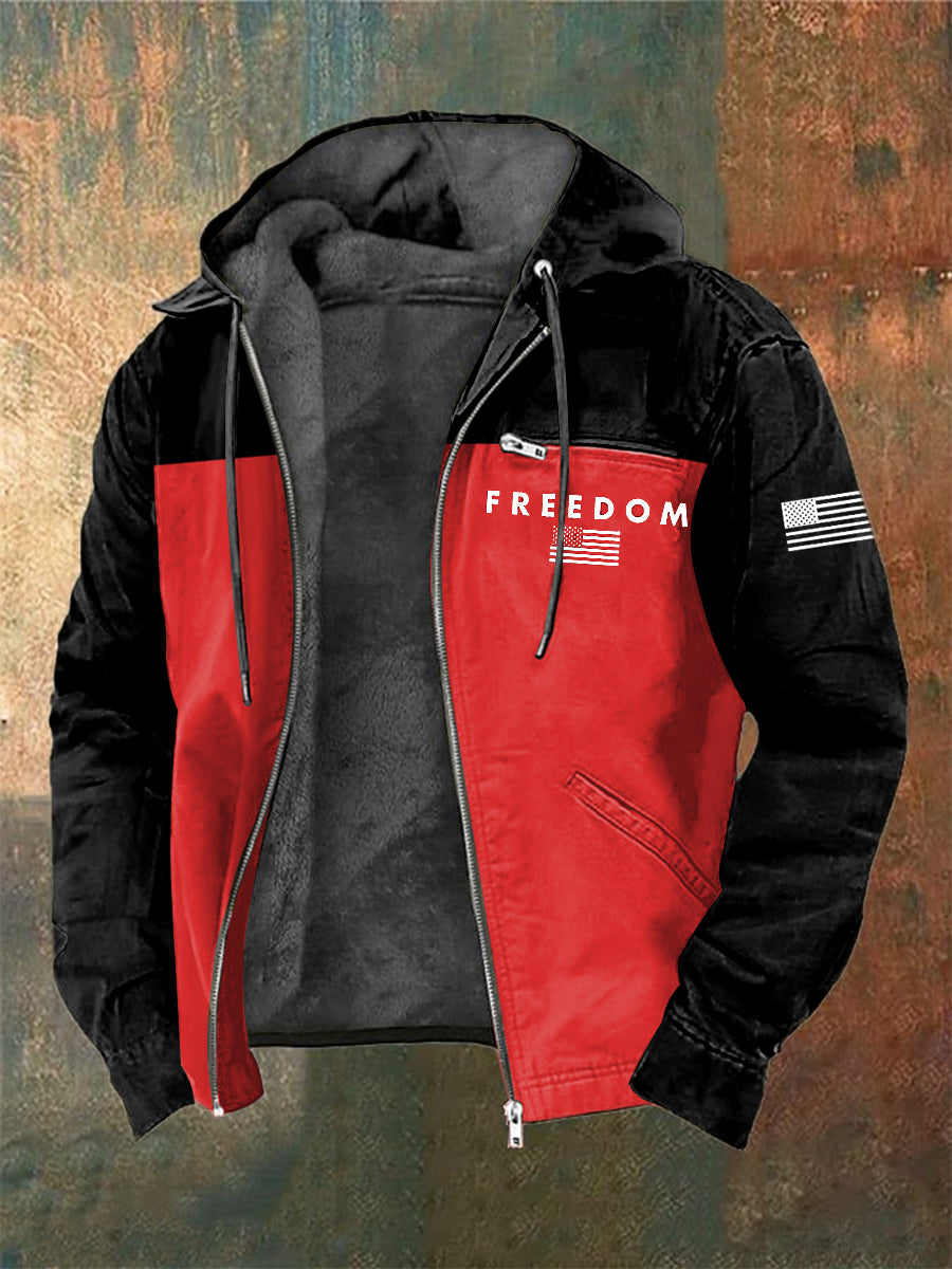 Men's Charlie Kirk Freedom Printed Long Sleeved Hooded Jacket