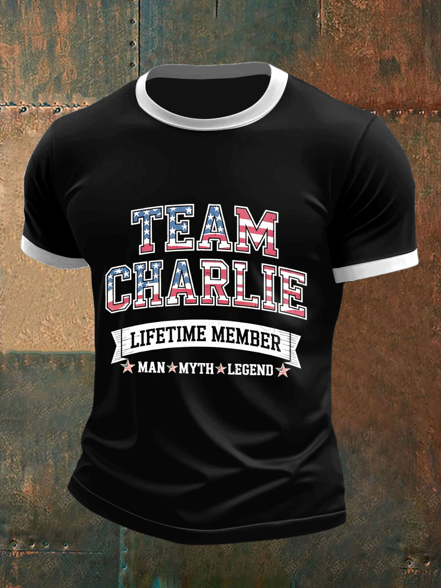 Men's Charlie Kirk Printed Vintage Fashion Loose Short Sleeve T-Shirt