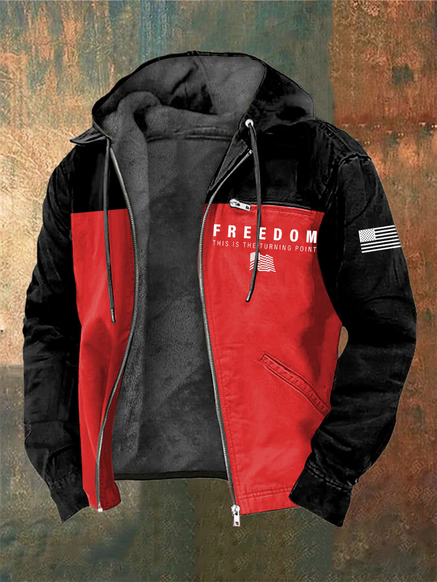 Men's Charlie Kirk Freedom Printed Long Sleeved Hooded Jacket