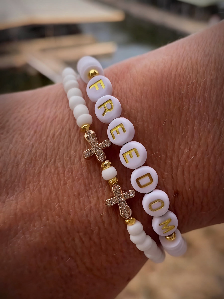 Cross & Freedom Beaded Bracelet