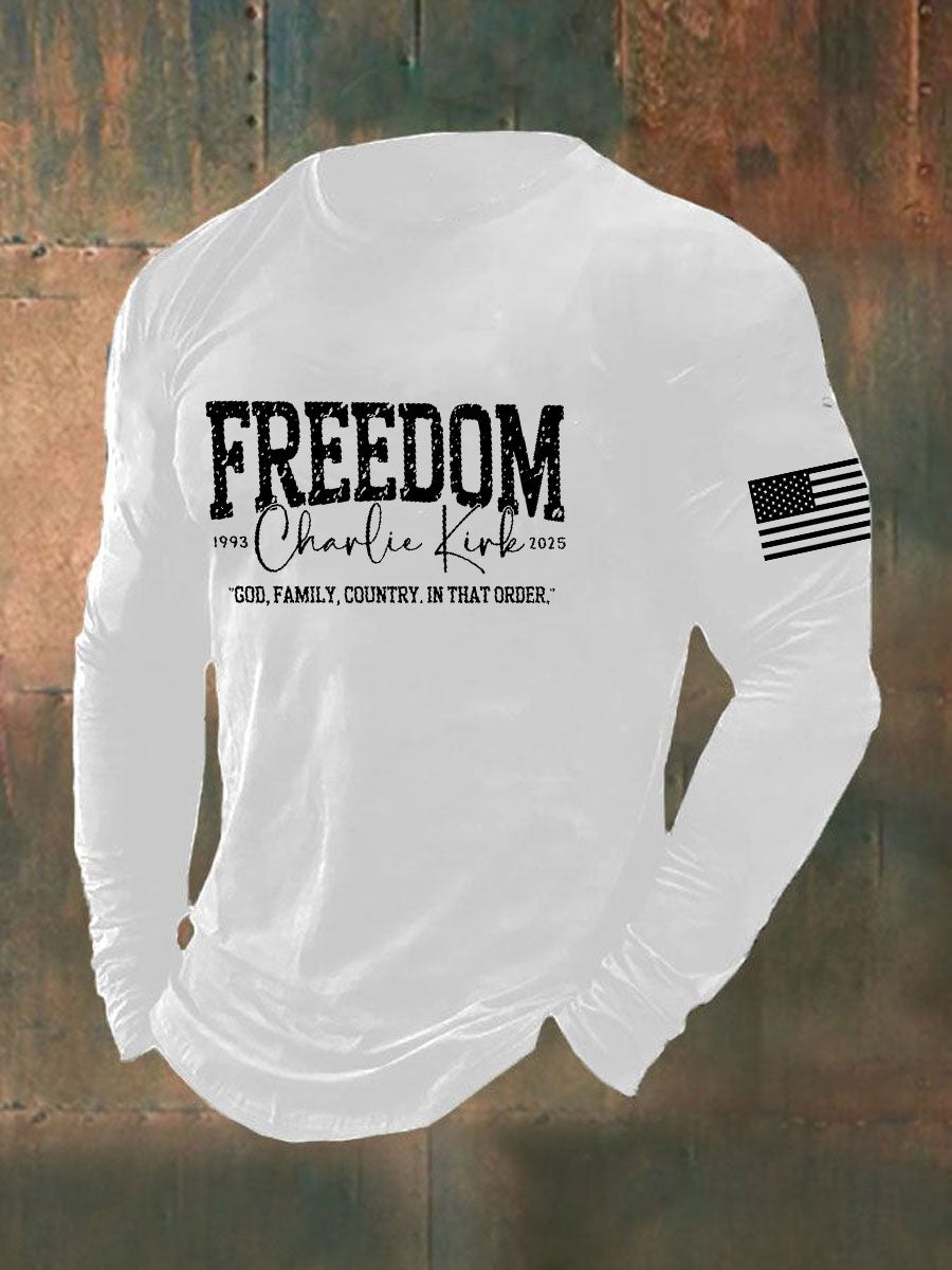 Men's Charlie Kirk Freedom Printed long sleeve T-shirt