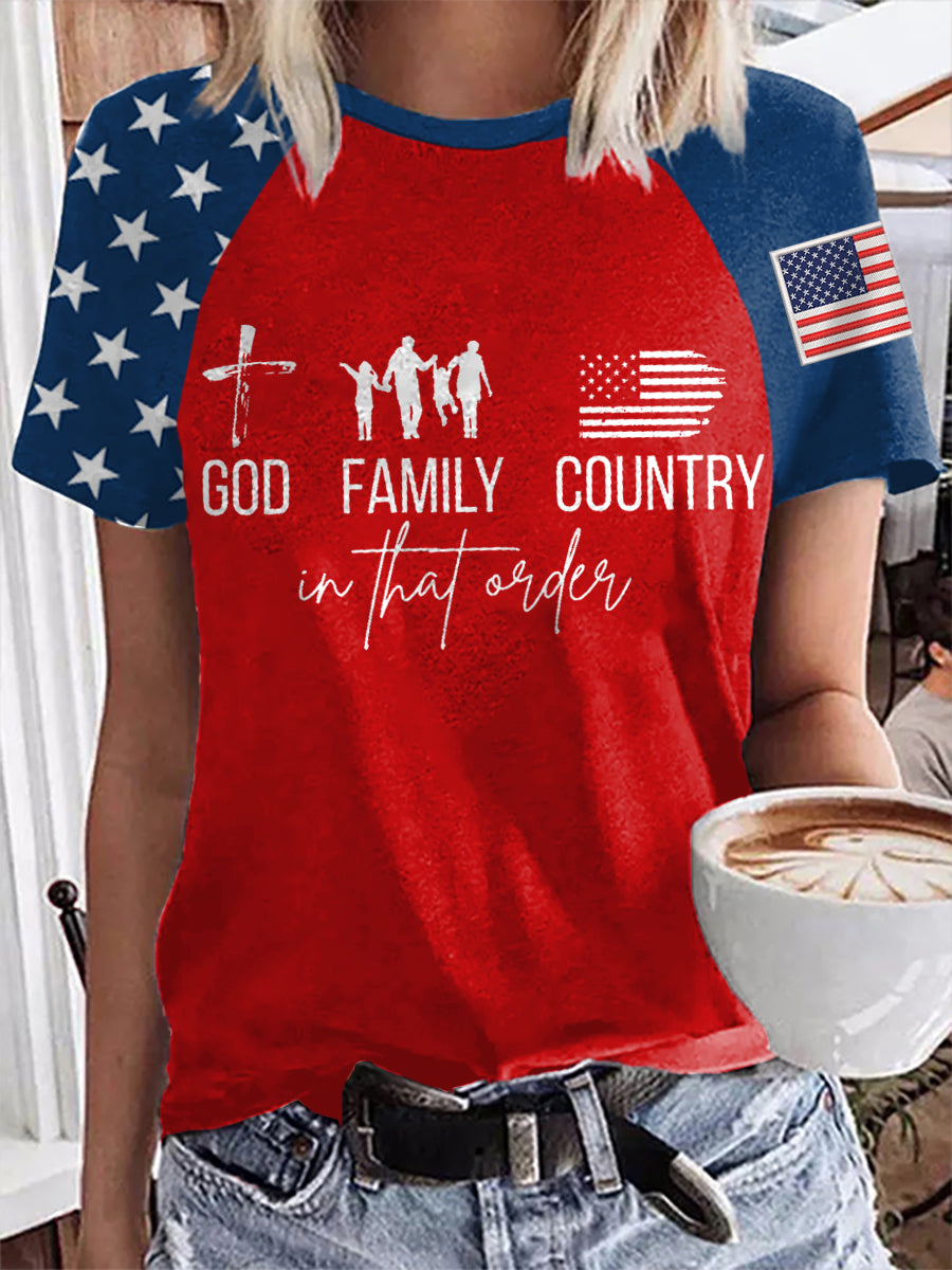 Women's God Family Country Charlie Kirk short sleeve T-shirt