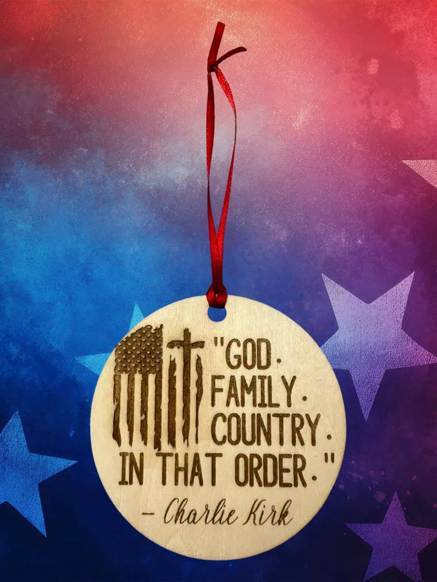 God Family Country Charlie Kirk Acrylic Decorative Ornament