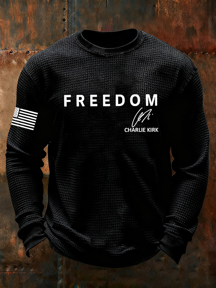 Men's Freedom Is Not Free R.I.P Charlie Kirk Waffle Long Sleeve T-Shirt