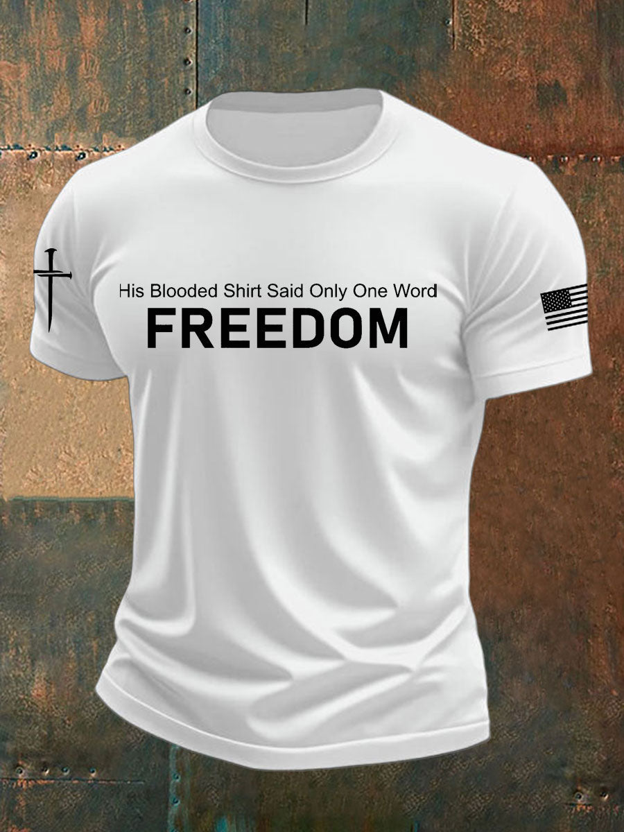 Men's Charlie Kirk Freedom Printed imitation cotton short-sleeved T-shirt