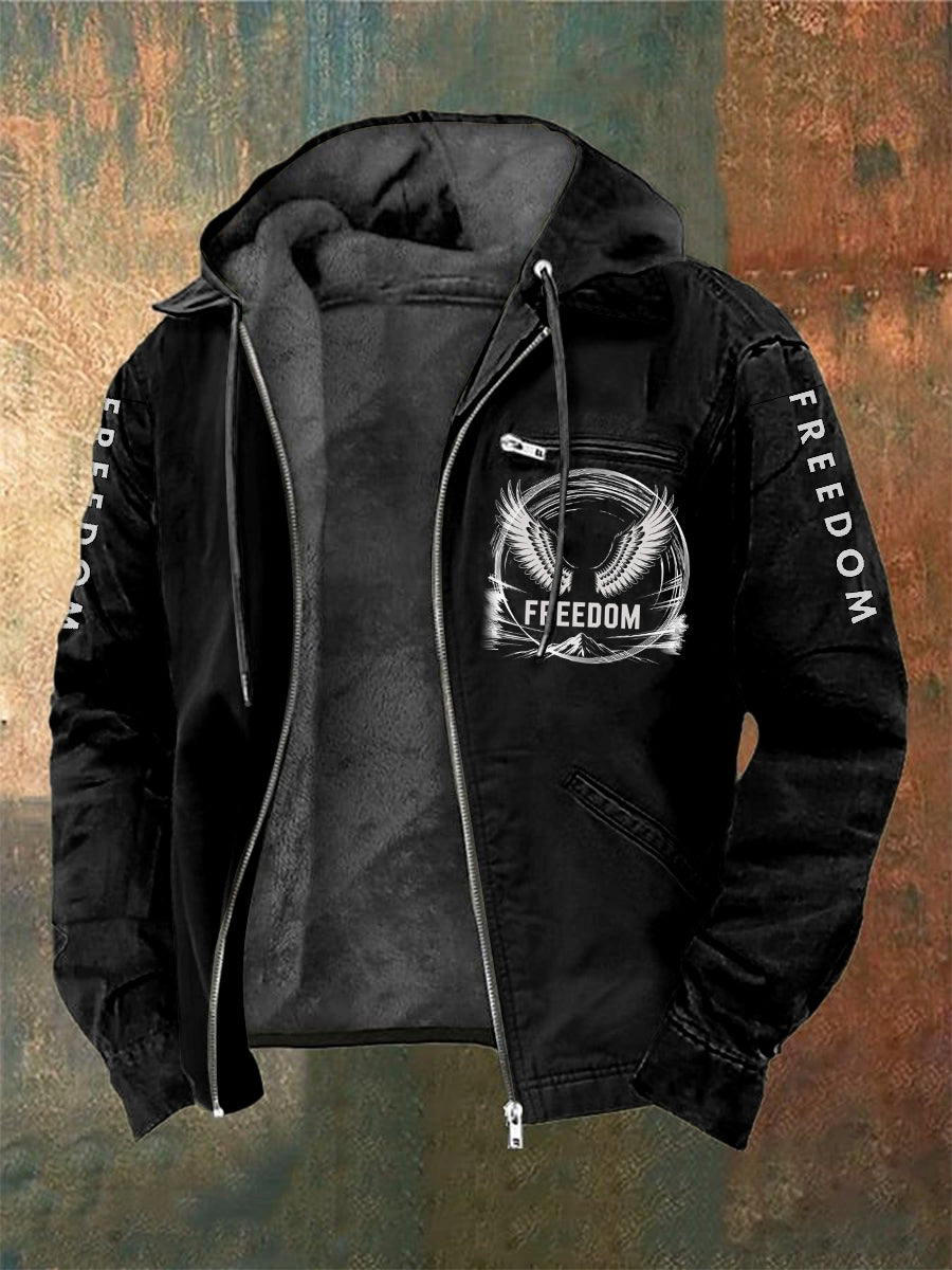 Men's Charlie Kirk Freedom Printed Long Sleeved Hooded Jacket