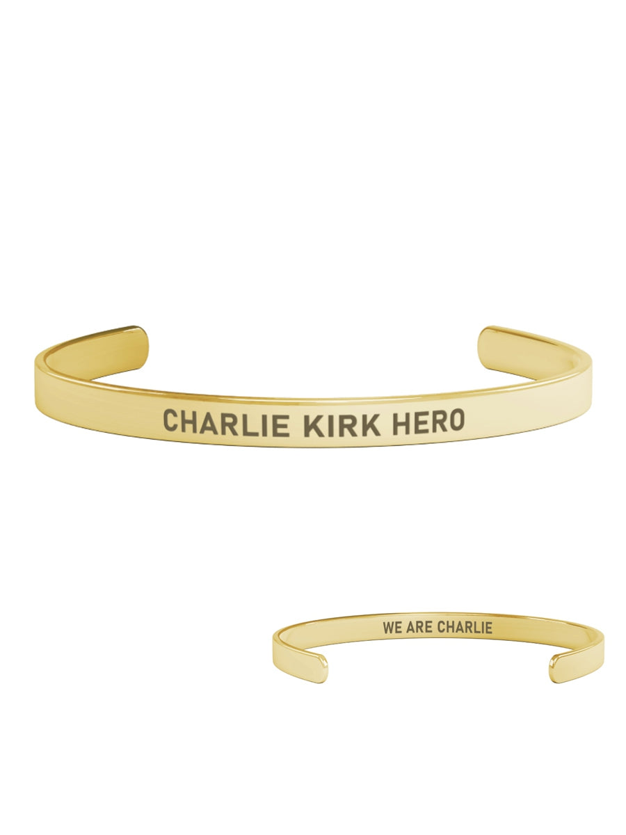 Unisex Charlie Kirk Hero Bracelet We Are Charlie 18kt Gold Plated Cuff Jewelry