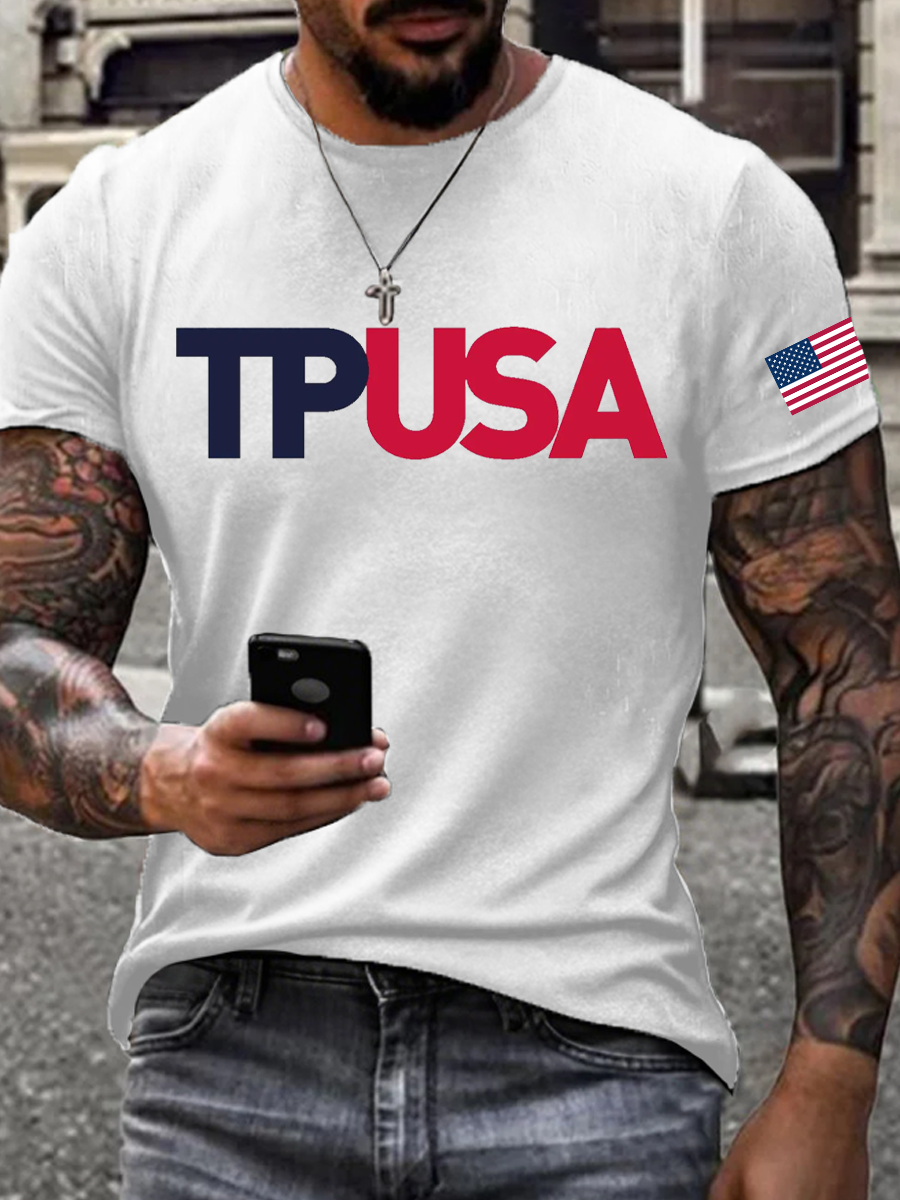 Men's TPUSA Printed imitation cotton short-sleeved T-shirt