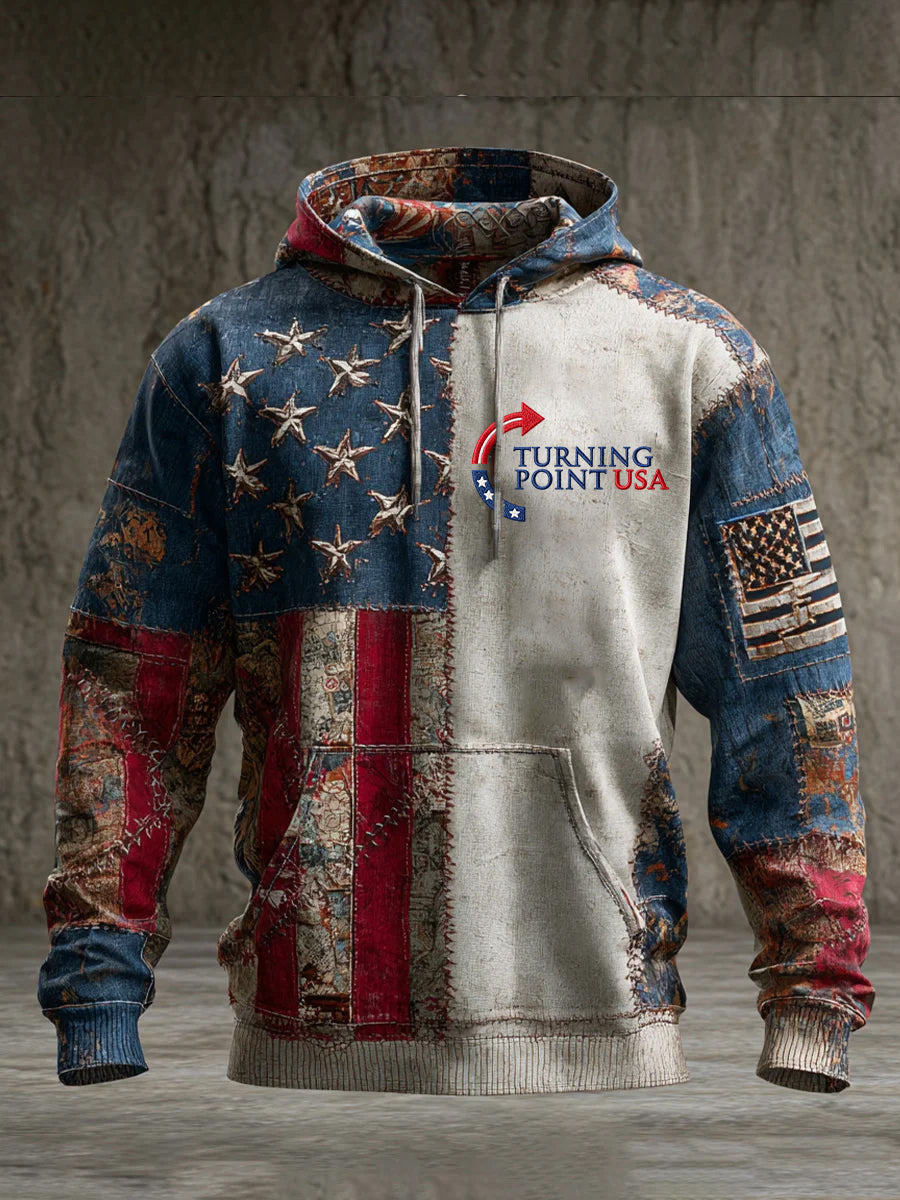 Men's "Freedom Isn't Free" American Flag Print Casual Long Sleeve Sweatshirt