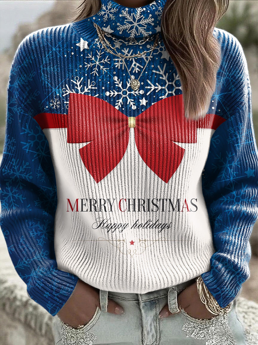 Women's Christmas Bow Turtleneck Sweater