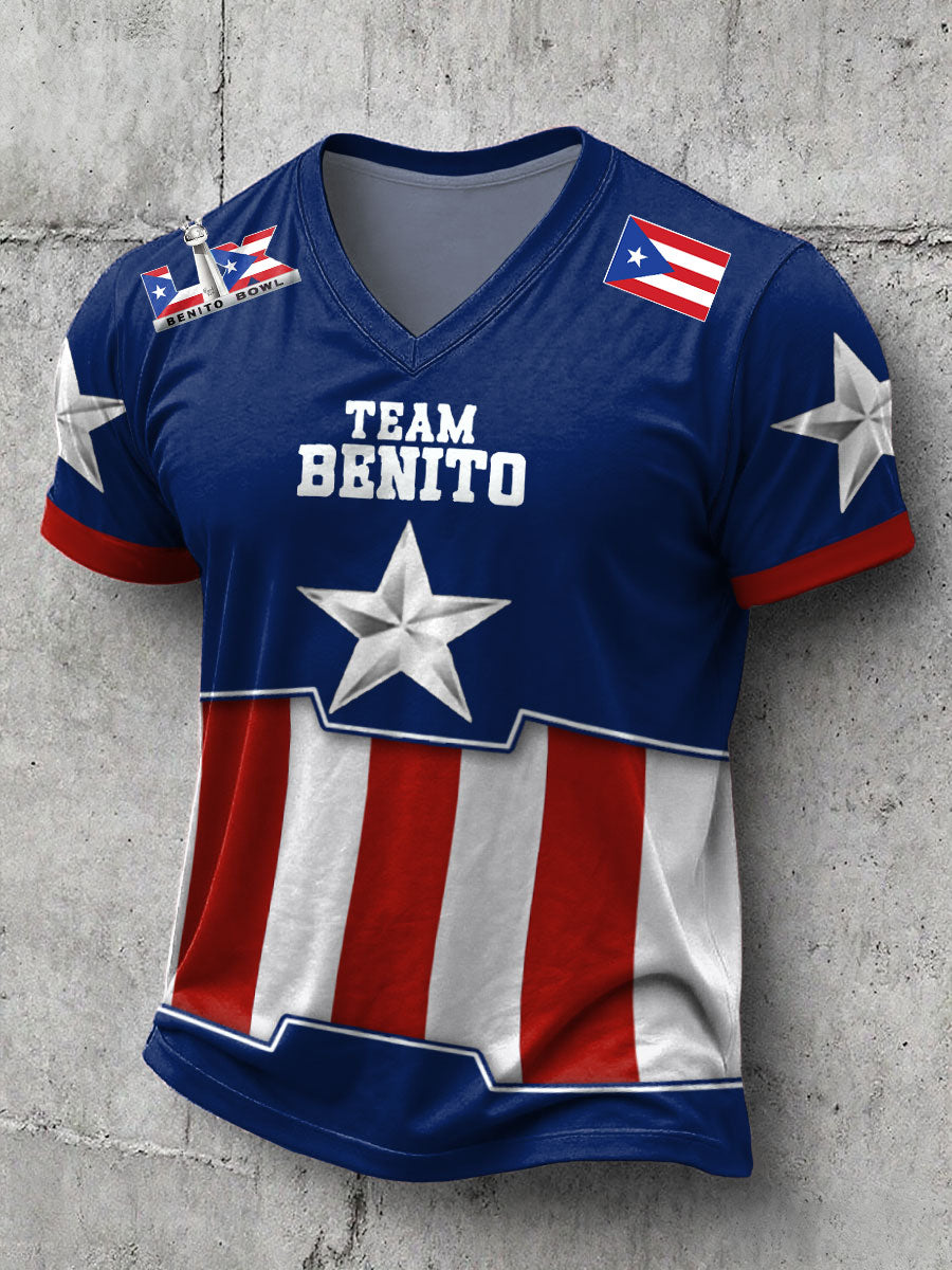 Men's Bunny Football Music Lover Printed T-shirt