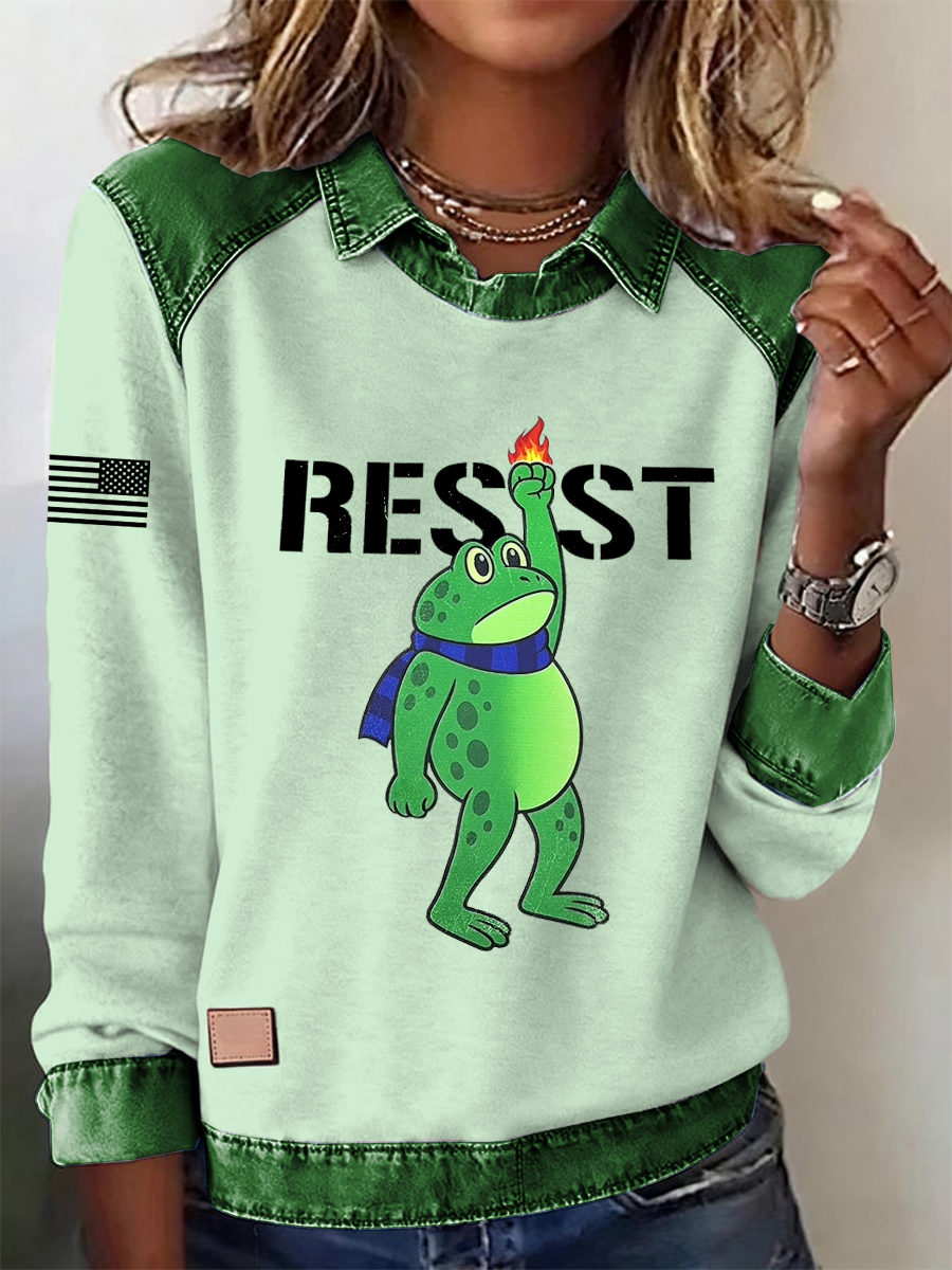 Women's Portland Frog Resist Printed Long Sleeve Shirt