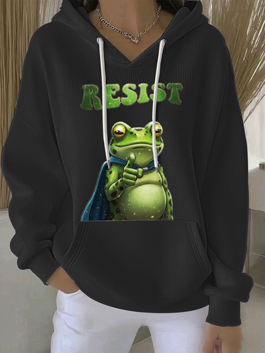 Women's Resist Frog Print Casual Hoodie
