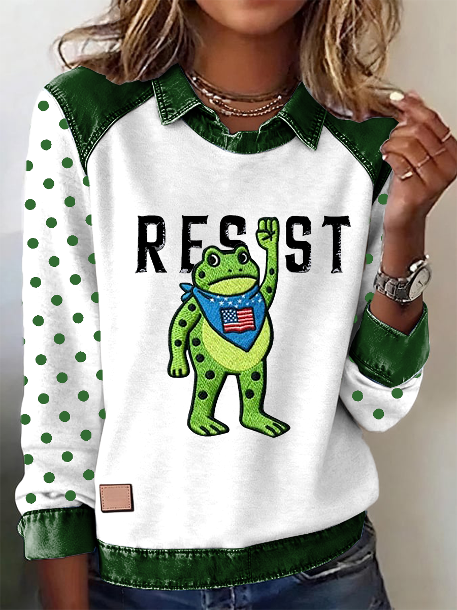 Women's Portland Frog Resist Printed Long Sleeve Shirt