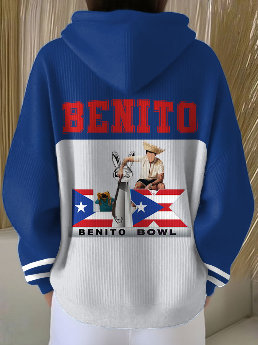 Women's Bunny Football Music Lover Printed Hoodie