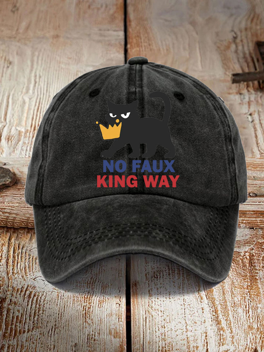 Unisex no faux king way Black Cat Print Hat