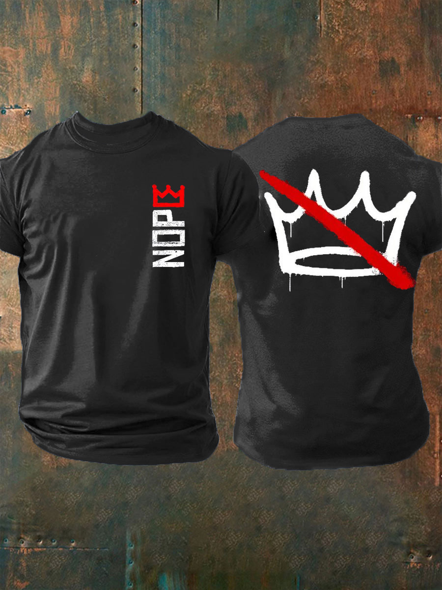 Vintage No Kings in America Print Casual Cotton Short Sleeve T-Shirt