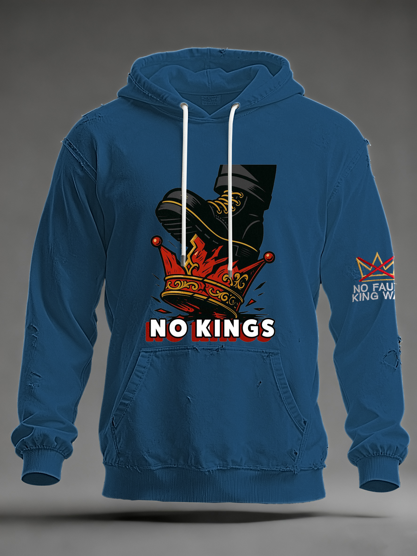 Men's No Kings Oversized Drop-Shoulder Hoodie with Pockets