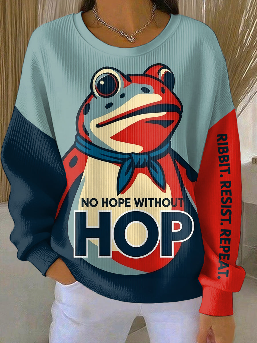 Women's Resist Frog Ribbed Round-Neck Sweatshirt