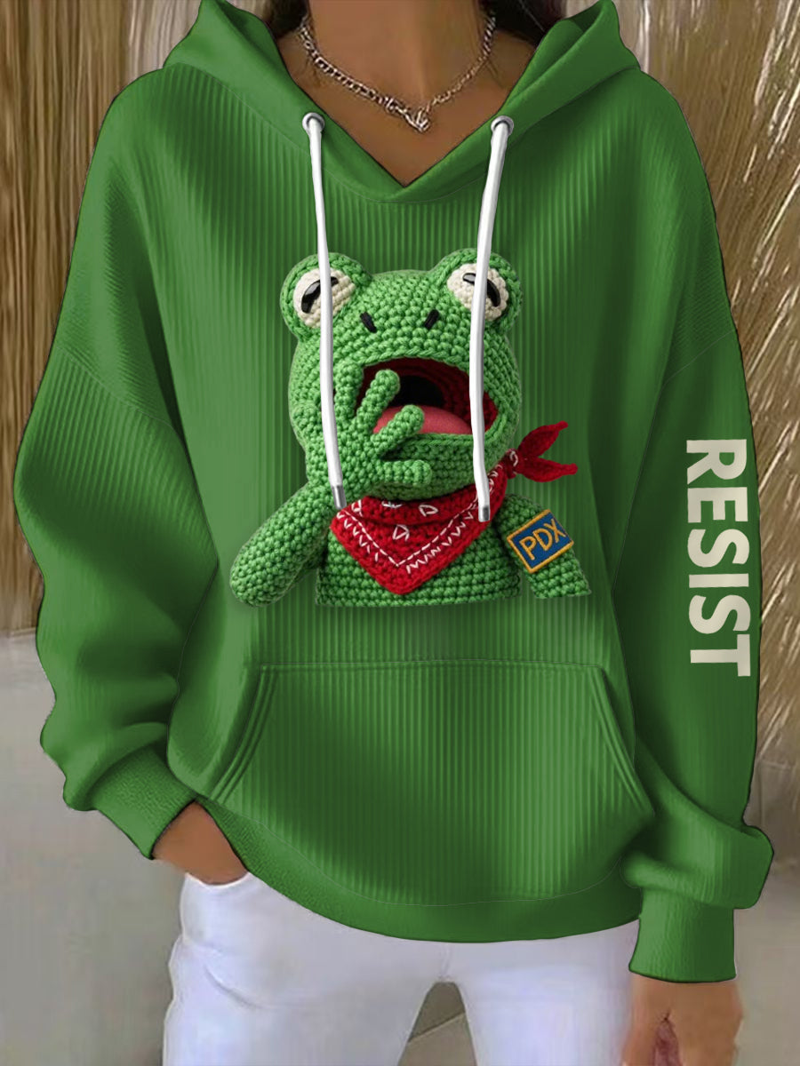 Women's Portland Frog Crochet Art Hoodie