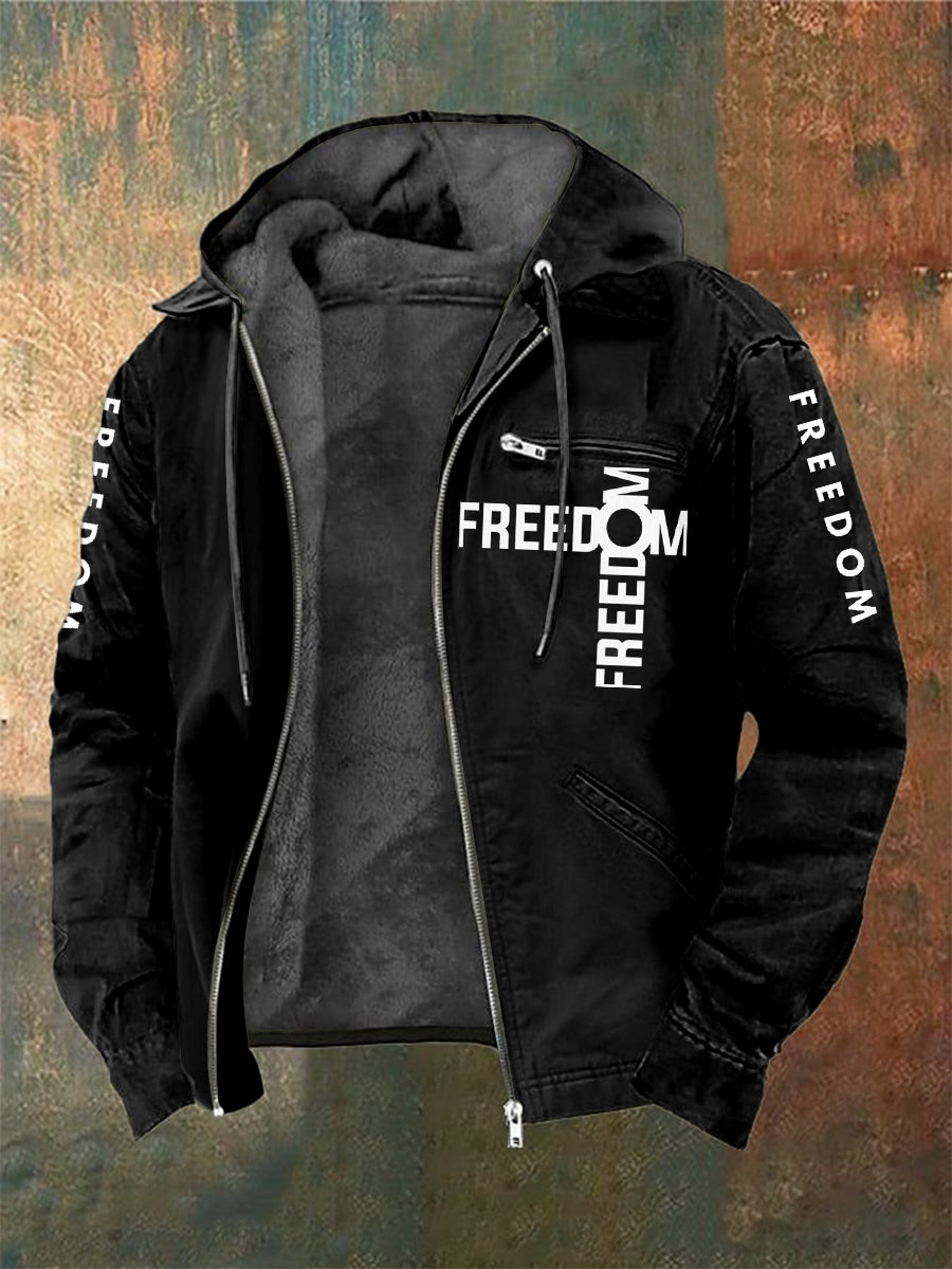 Men's Charlie Kirk Freedom Printed Long Sleeved Hooded Jacket