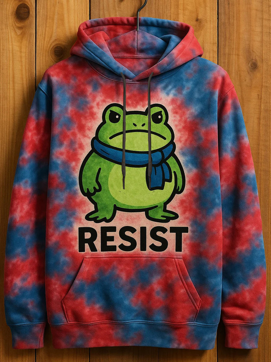Men's Resist Frog Print Casual Hoodie