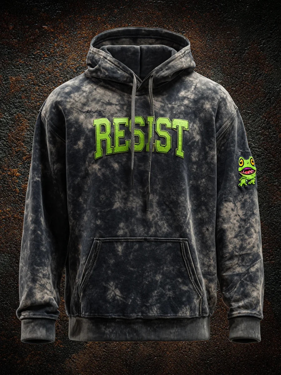 Men's Resist Frog Print Casual Hoodie