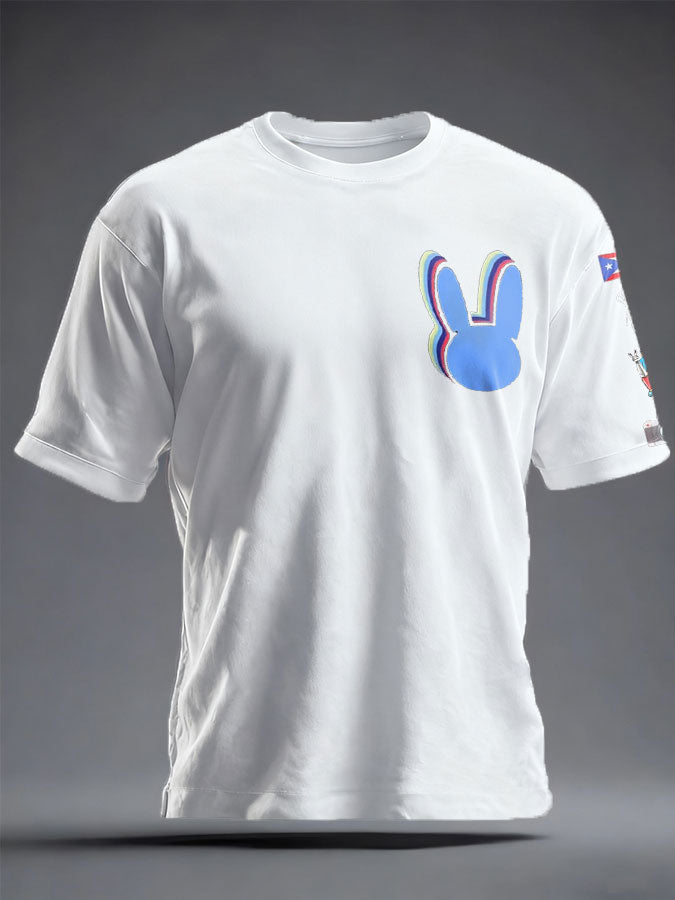 Unisex Bunny Music Football Lover Printed T-shirt