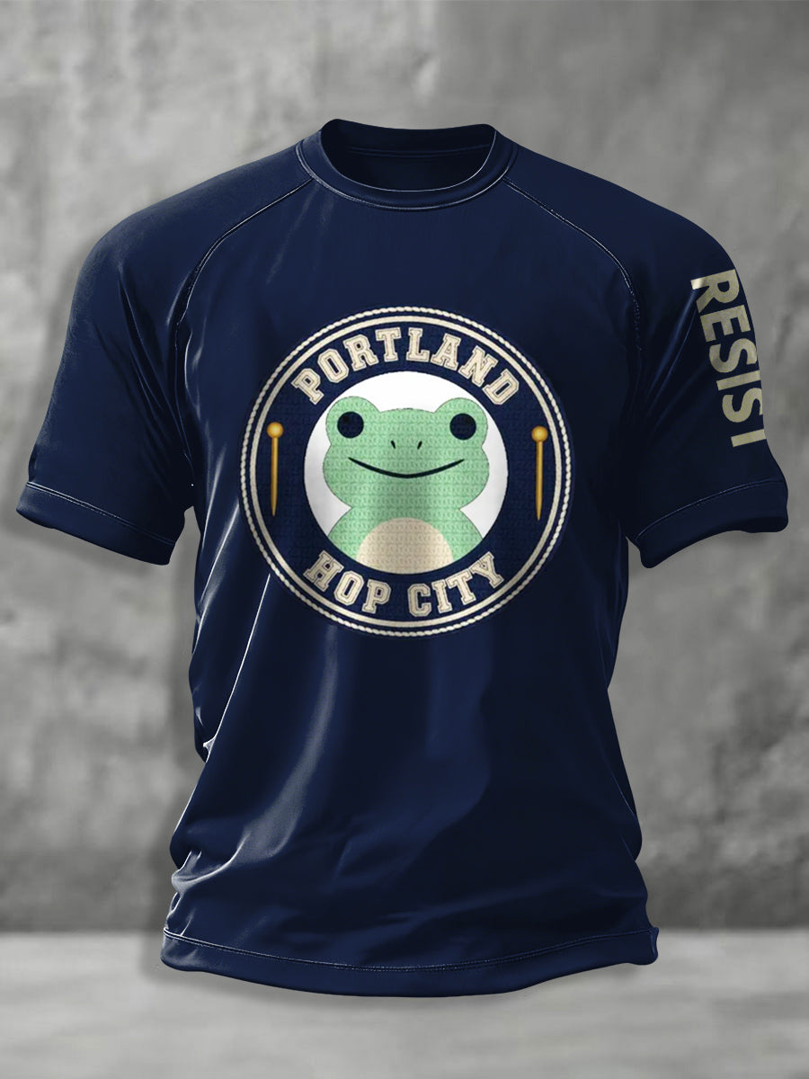Men's Portland Hop City Resist Frog Print short sleeve t-shirt