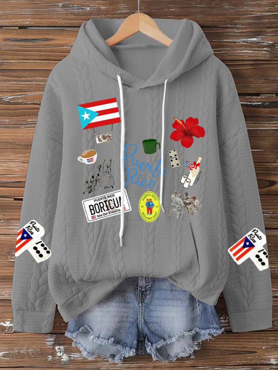 Women's Puerto Rico Print Casual Sweatshirt