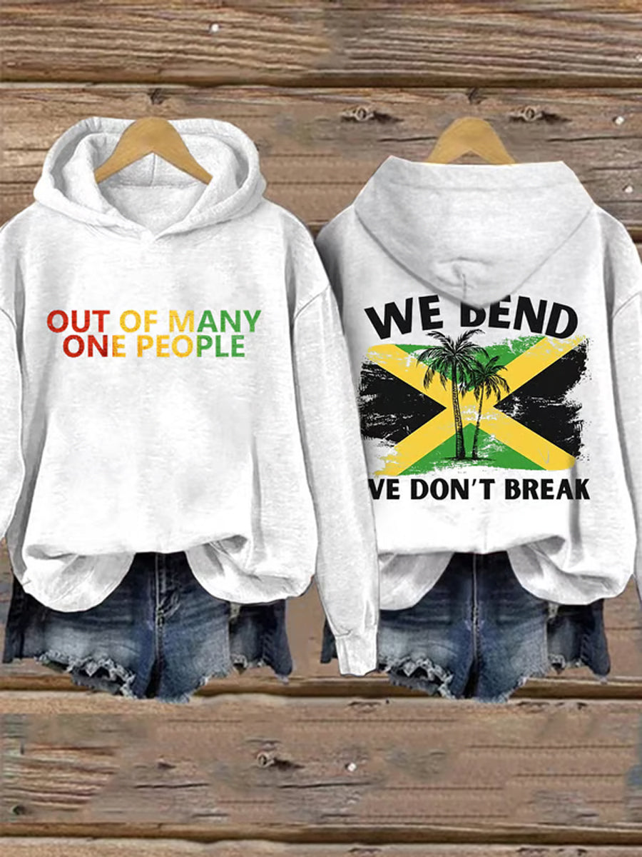 Women's Jamaica Strong Out Of Many One People We Bend We Don't Break Sweatshirt