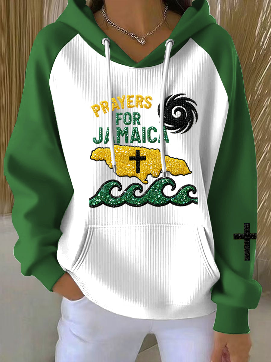 Retro Jamaica Prayer Hurricane Melissa Casual Hoodie