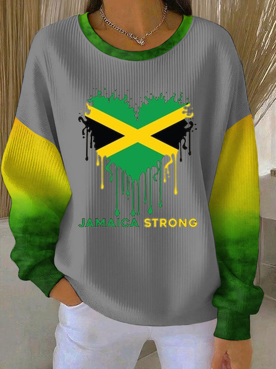 Women's Jamaica strong Ribbed Round-Neck Sweatshirt