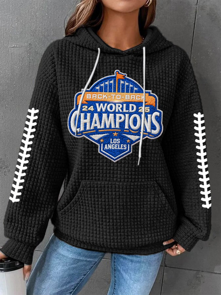 Women's Baseball World Series Champions 2025 Print Casual Waffle Hoodie