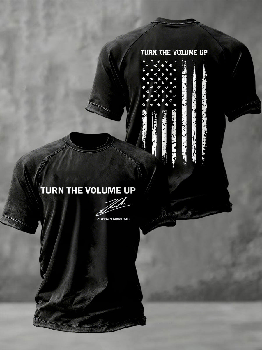 Men's Turn the Volume Up Zohran Mamdani NYC Printed short sleeve t-shirt