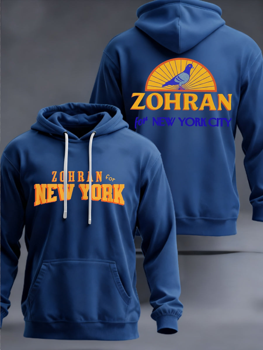 Men's Zohran Mamdani Build New York with Zohran NYC’s First Muslim Mayor Zohran signature Velvet Raglan Hooded Sweatshirt
