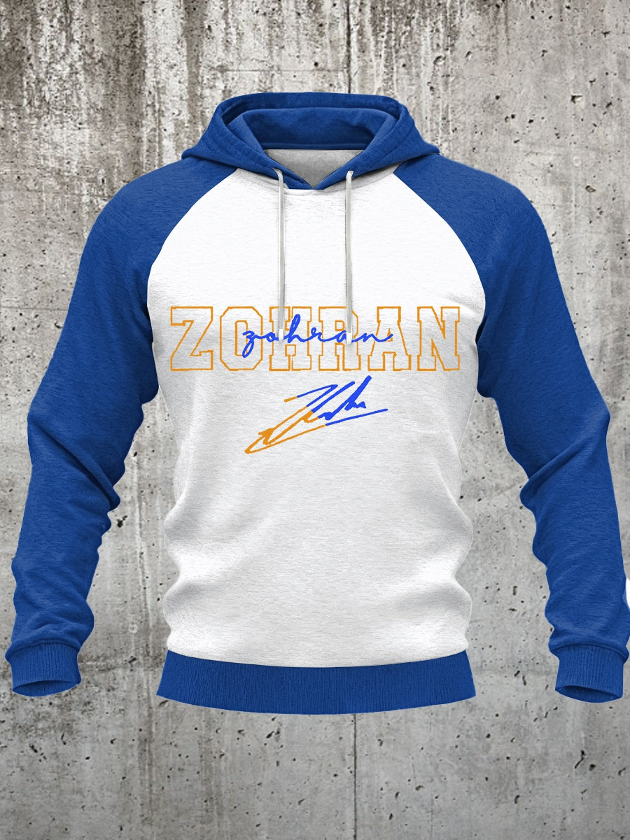 Men's Men's Zohran Mamdani Build New York with Zohran NYC’s First Muslim Mayor Zohran signature Velvet Raglan Hoodie Velvet Raglan Hoodie