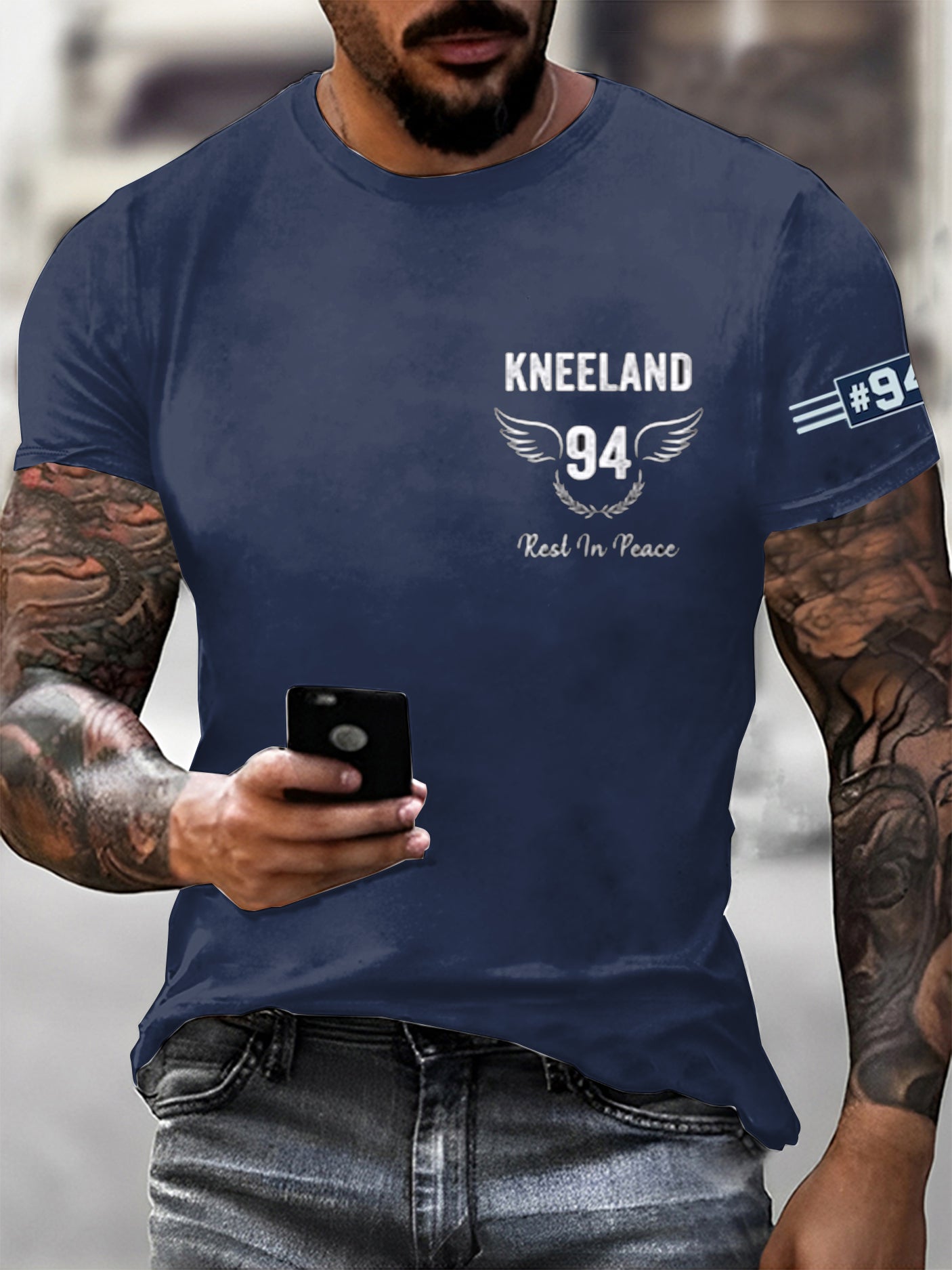 Men's Marshawn Kneeland Printed Vintage Fashion Loose Short Sleeve T-Shirt
