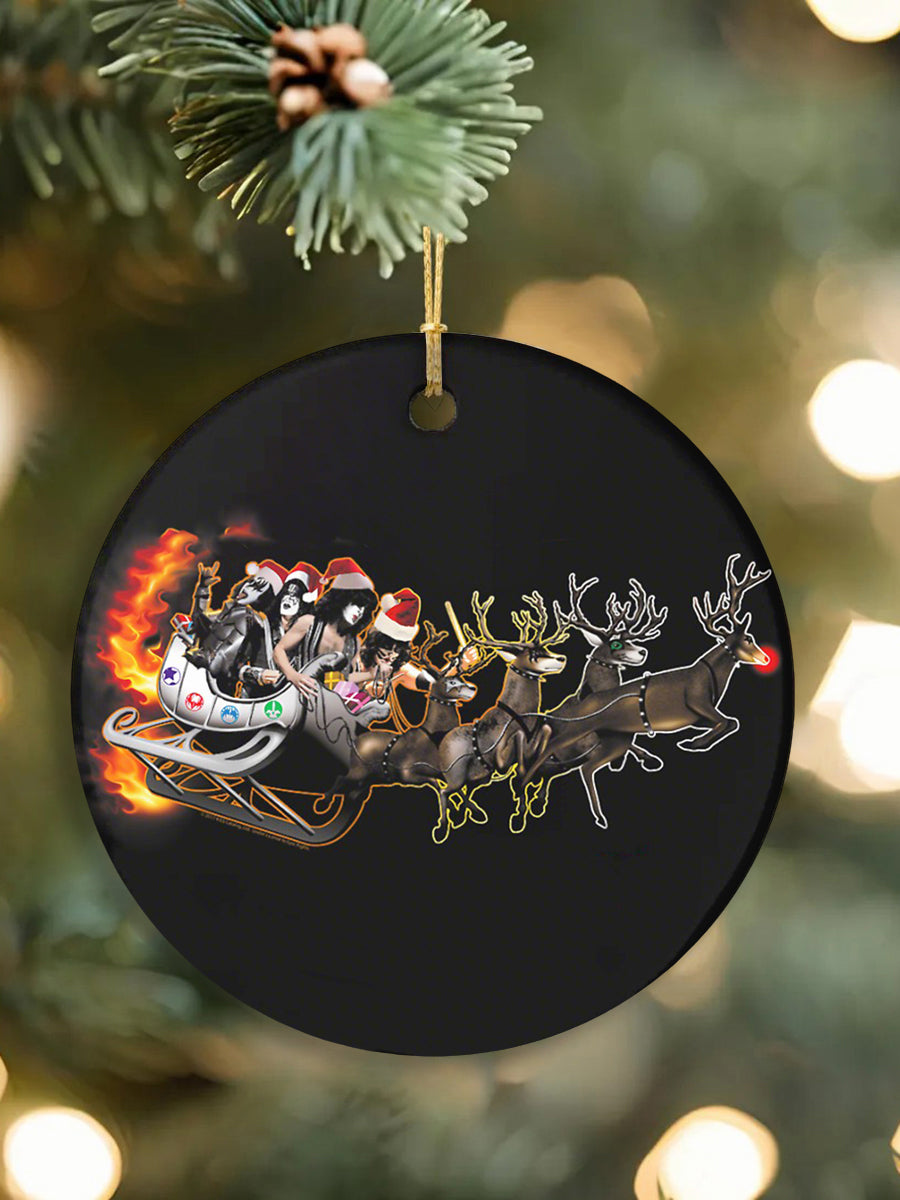 Rock Band Merry Christmas Printed Acrylic Decorative Ornament