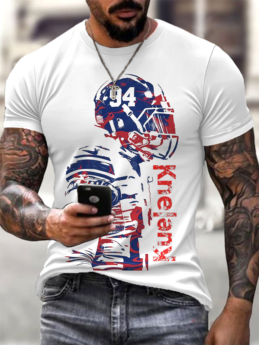 Men's White Printed Marshawn Kneeland casual T-Shert
