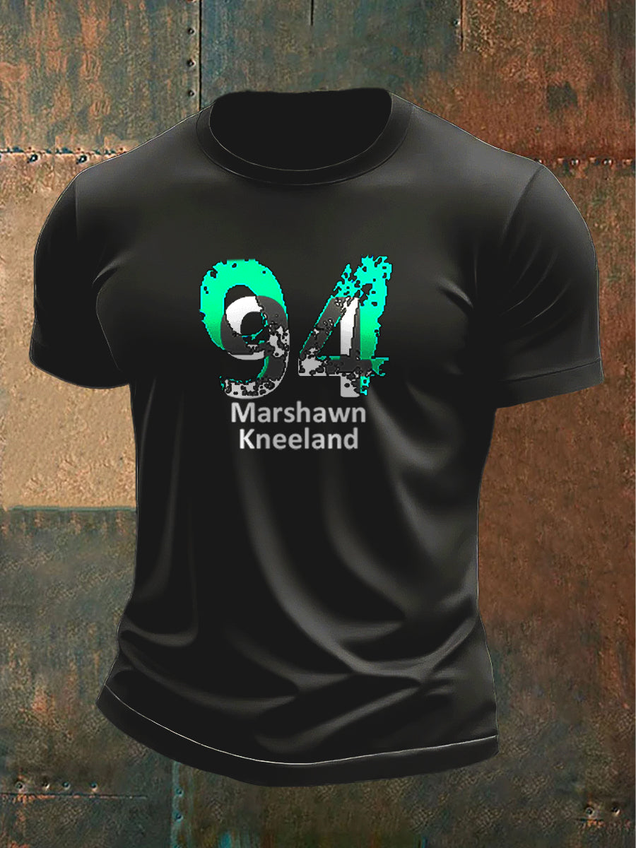 Men's Black Trendy Marshawn Kneeland Short-Sleeved T-Shirt