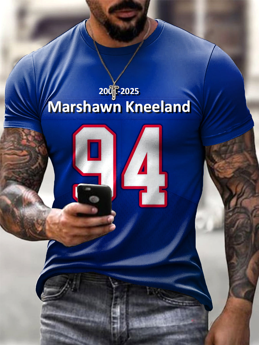 Men's Blue Gradient Marshawn Kneeland Short-Sleeved T-Shirt